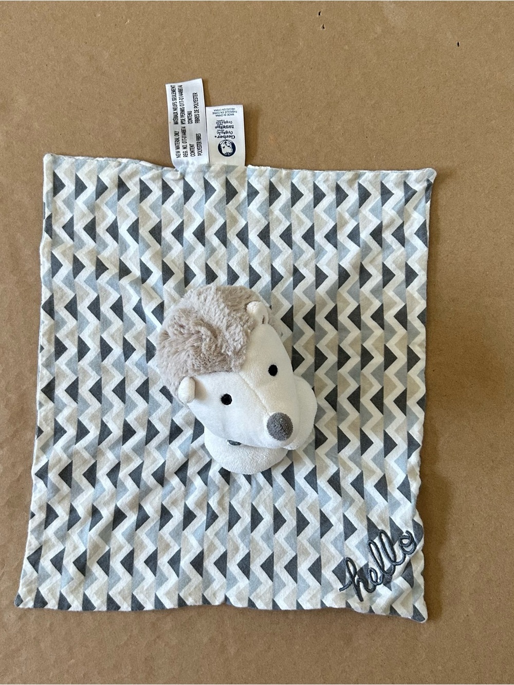 Gerber Organic Cotton Hedgehog Lovey Plush Baby Security Blanket Woodland Plush